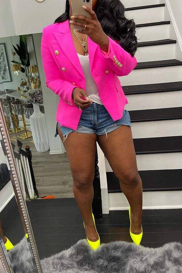 Fashion Combination - Wholesale Jacket - Women's - couture double breasted plus size blazer red 3xl3