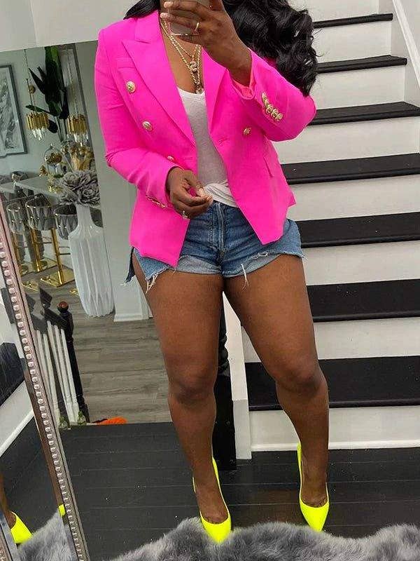 Fashion Combination – Engroshandel Jakke - Dame – couture dobbeltbrystet plus størrelse blazer rød 3xl3