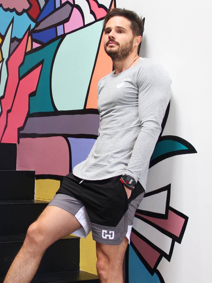 Powell mäns två tonade dragsko Shorts - svart för wholesale av Lenawee Moda