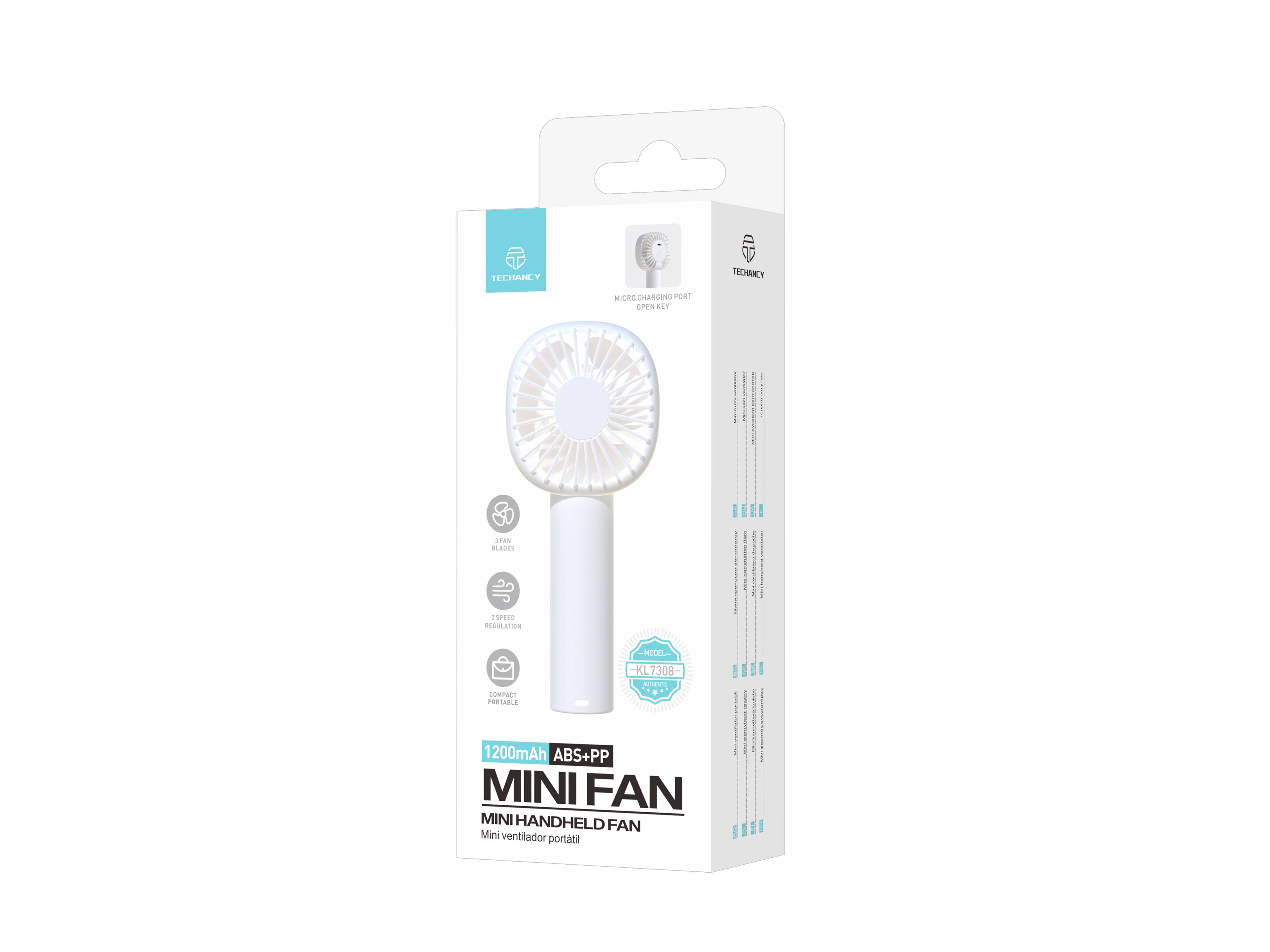 TECHANCY - Wholesale Handheld Electric Fan - Portable Mini Handheld Fan, 1Rechargeable 4