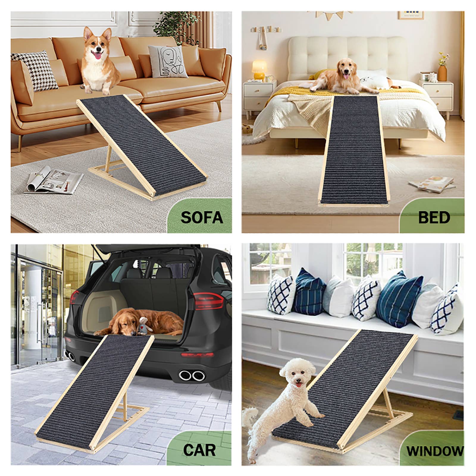 Natural Wood Dog Ramp for Bed, Extra Wide Non-Slip Pet Ramp, Foldable for wholesale on Faire0