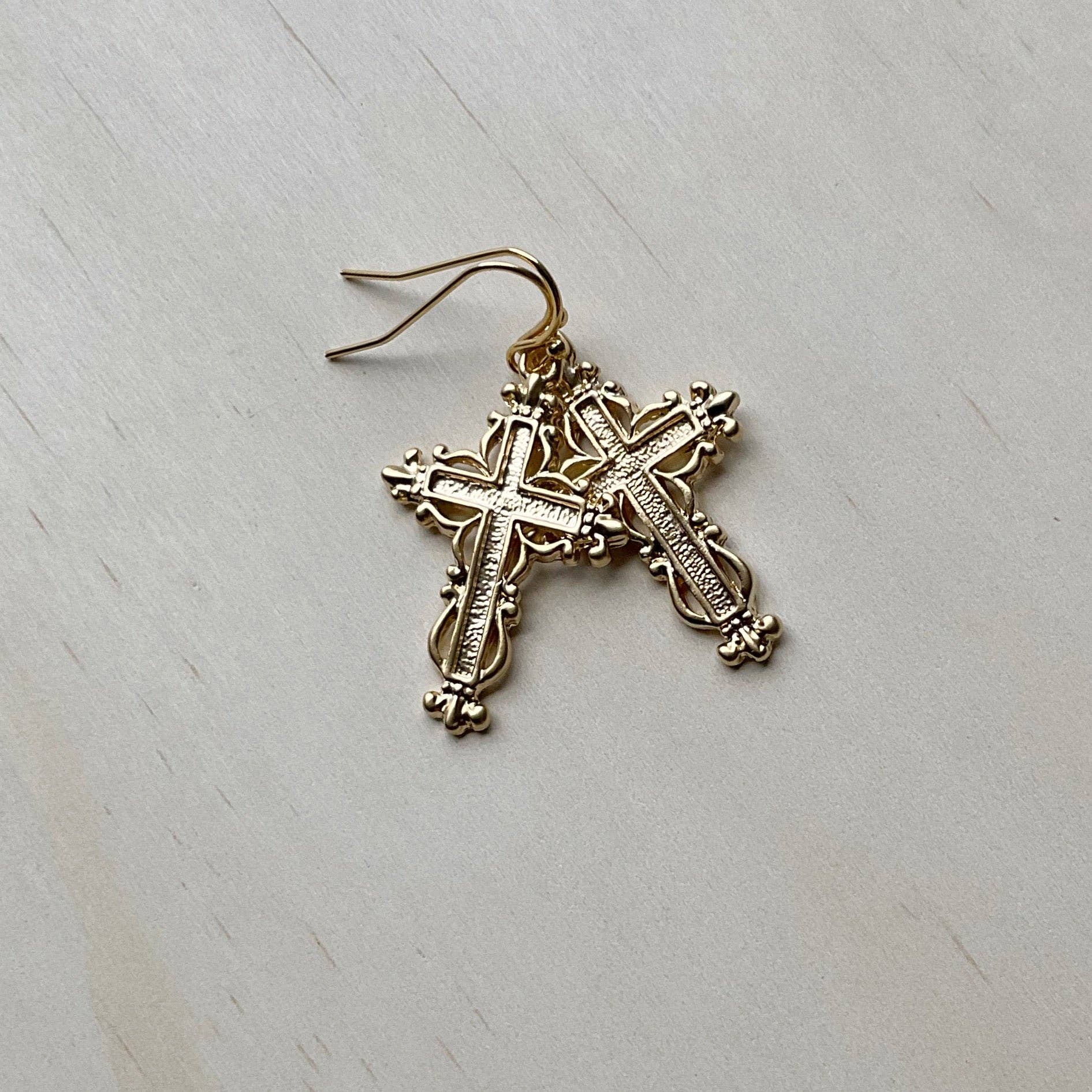 The Sister Label - Wholesale Jewellery set - Lord of Love Gold Earring Set - Cross / Crucifix