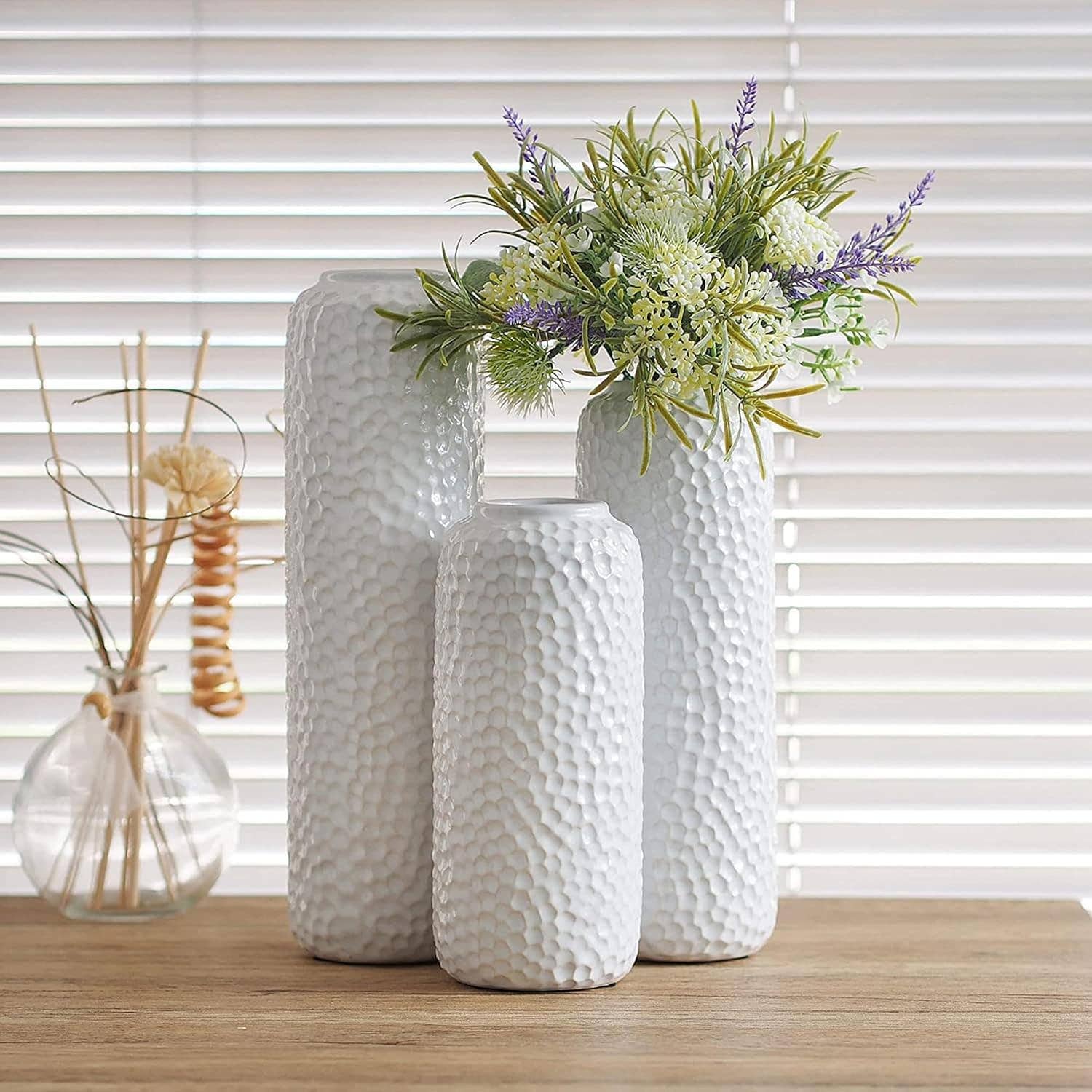 Hosley - Wholesale Vase - Hosley® S-3 Ceramic Honeycomb Vase - White4