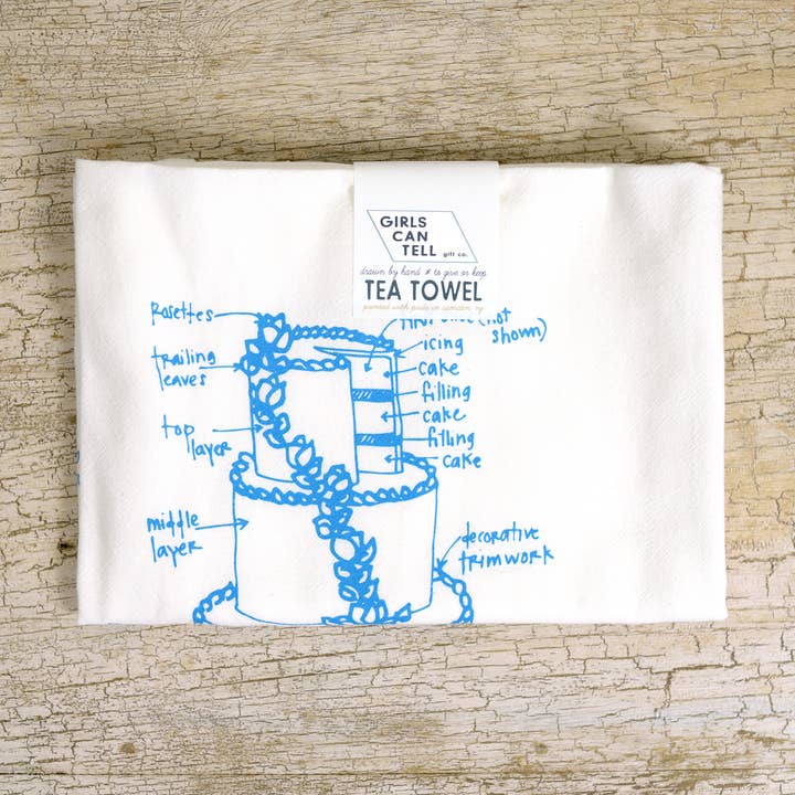 Girls Can Tell - Wholesale Tea Towel - Wedding Cake Tea Towel | kitchen | flour sack | dish towels0