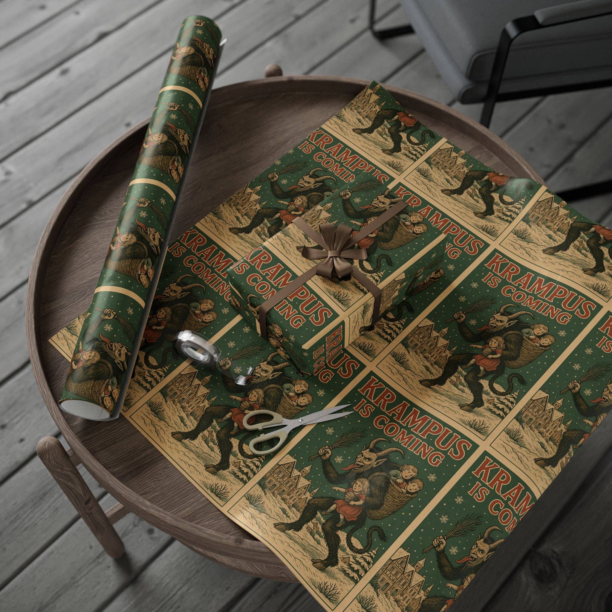 Goth Cloth Co. - Wholesale Flat Wrap - Krampus is Coming Gift Wrap3