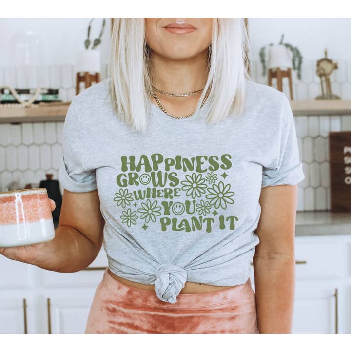 Happiness Grows Where You Plant It T-shirt | Graphic Tee for wholesale by KM Clothing