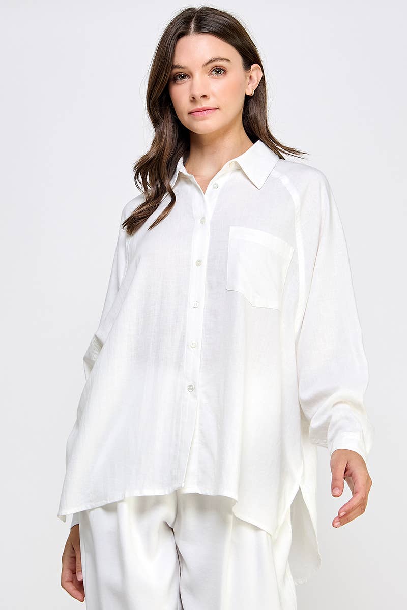 FUN2FUN - Wholesale Button Down Shirt - Women's - LINEN BLEND SHIRT8