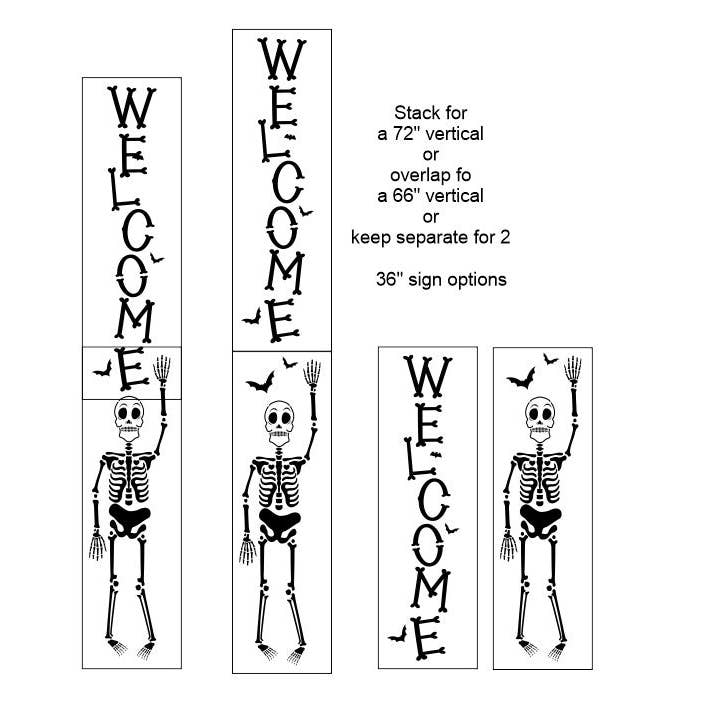 S0860 Welcome - Skeleton Vertical Sign for wholesale by Muddaritaville Studio