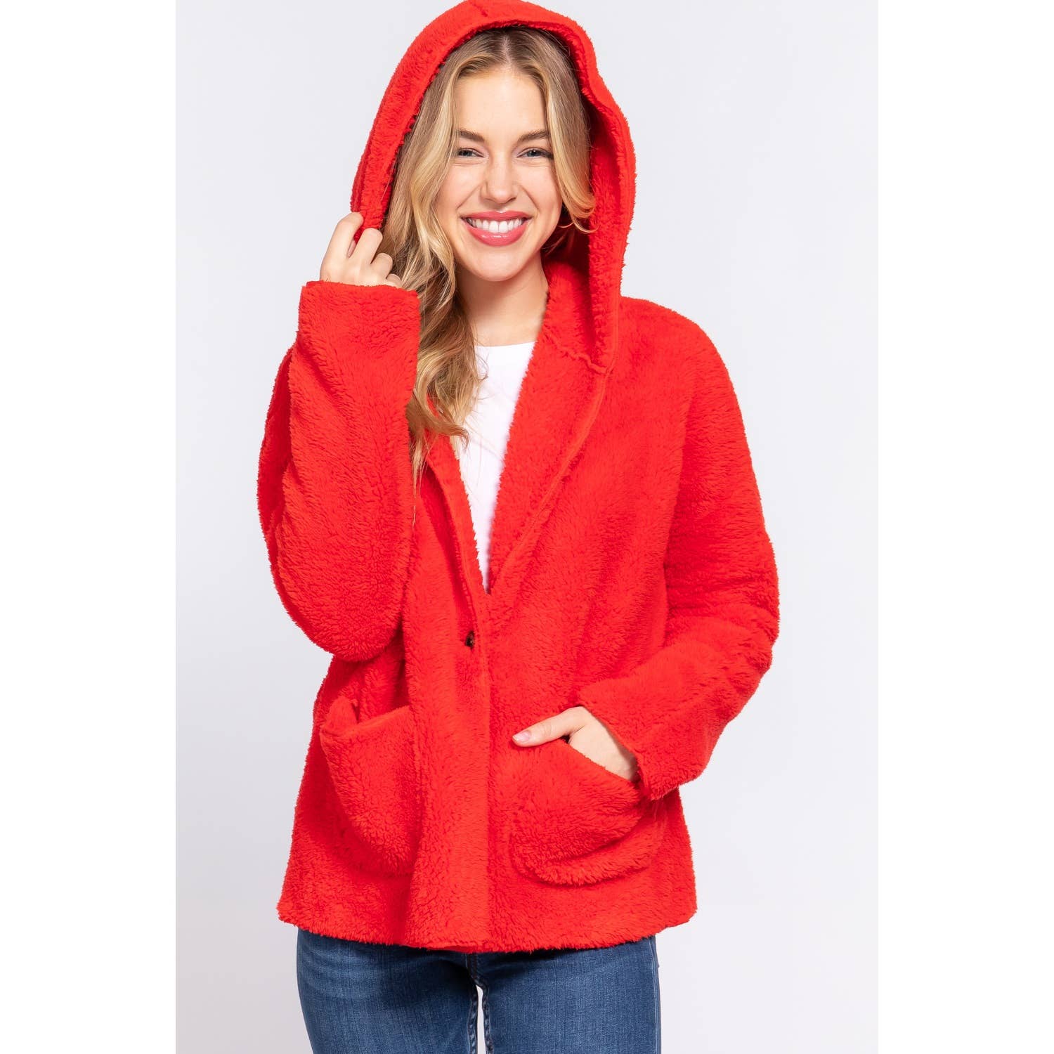 Apolline - Wholesale Jacket - Women's - LONG DOLMAN SLV HOODIE SHERPA JACKET10