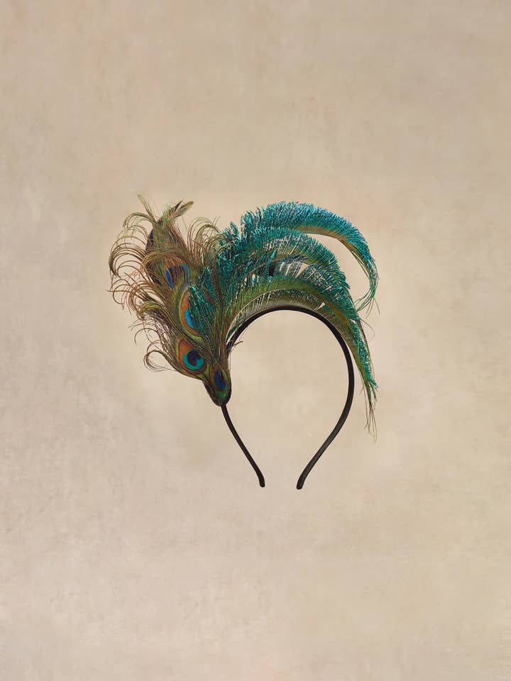 Peacock Feather Fascinator Headband for wholesale by BABEYOND
