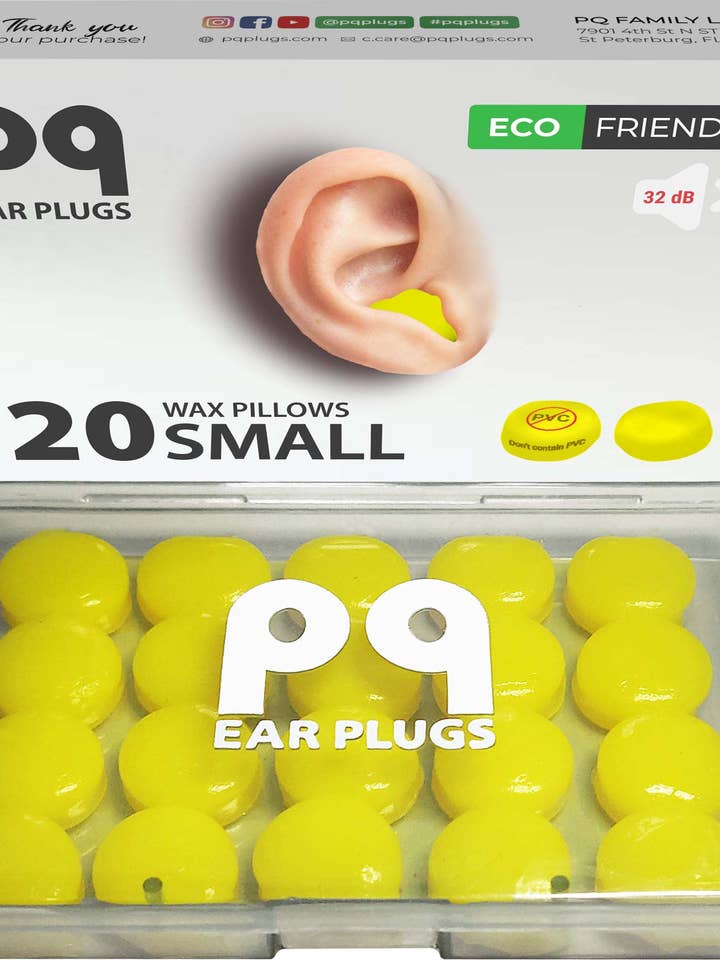 PQ Petits bouchons d'oreille en cire pour dormir - 20 bouchons d'oreilles en cire de silicone pour la vente par Peace&Quiet