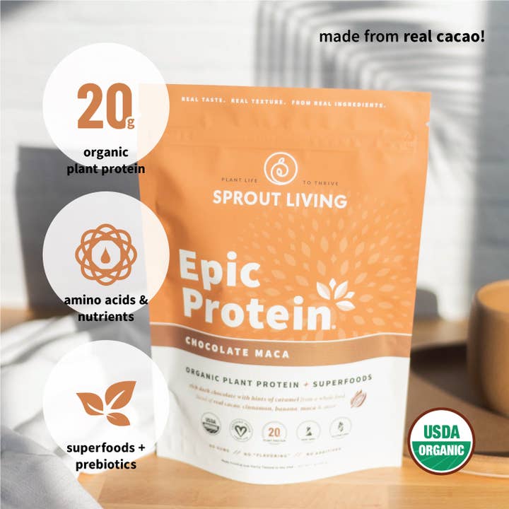 Sprout Living - Wholesale Protein/Superfood Powder - Epic Protein | Organic Plant Protein, Chocolate Maca, 1 LB4