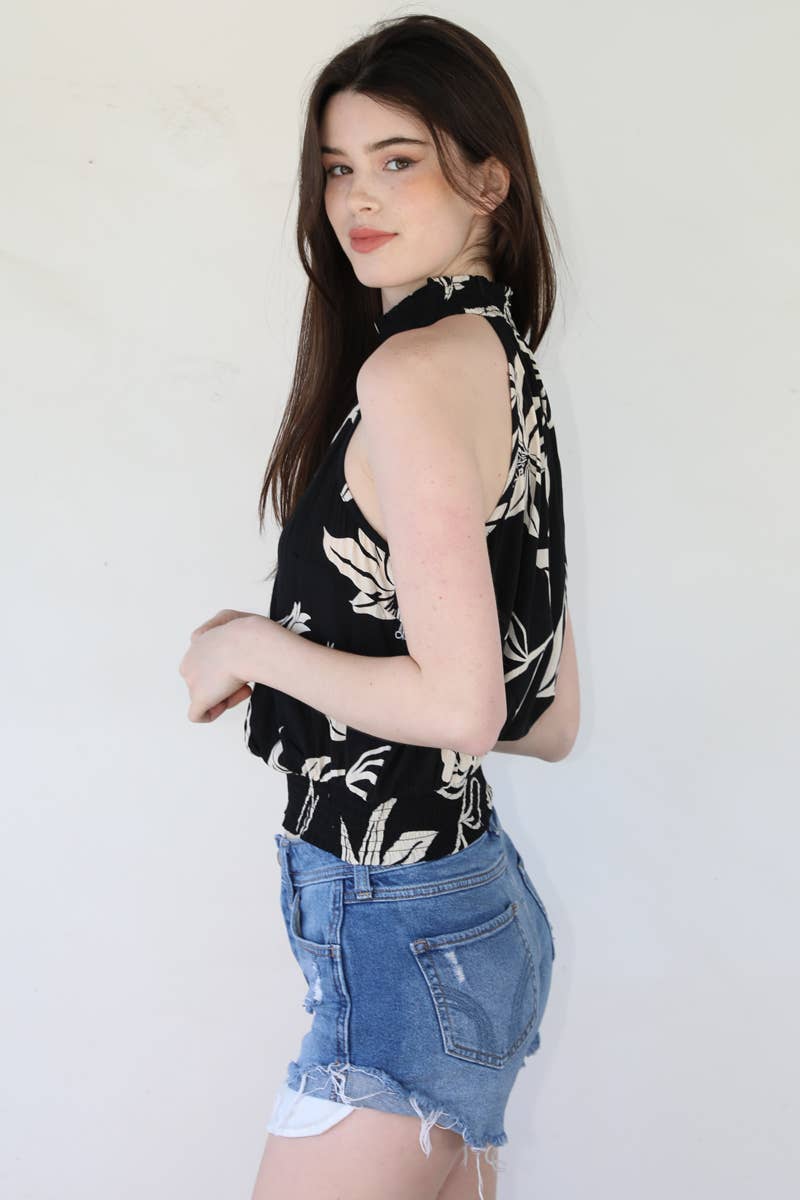 ANGIE - Wholesale Blouse - Women's - C2570-W921 HIGH NECK PRINTED TANK WITH SMOCKED WAIST2