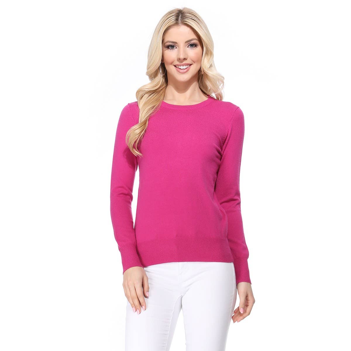 Mak – Engroshandel Pullover - Dame – Langærmet Crewneck blød strik sweater pullover MK550036