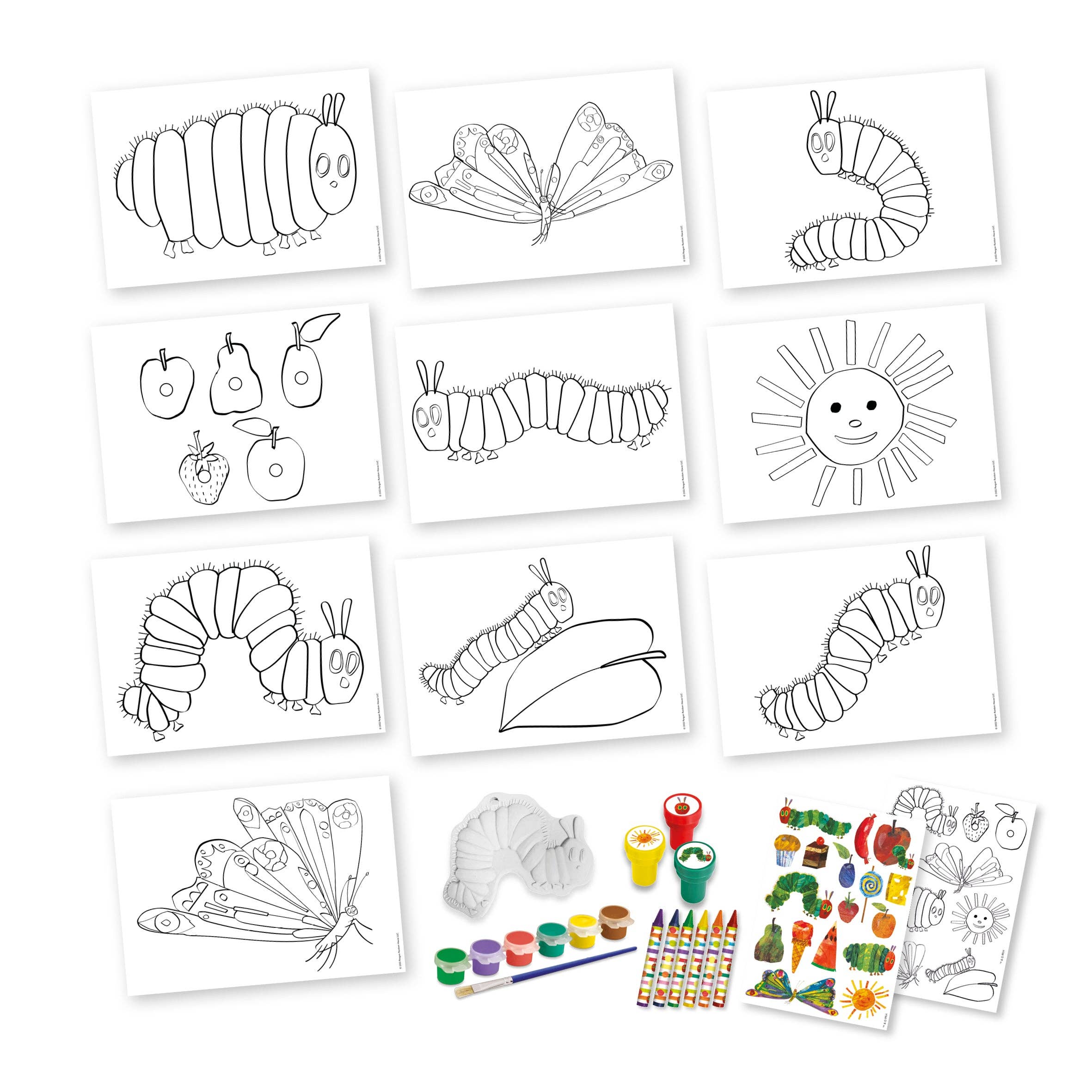Robert Frederick Ltd - Vente Set de coloriage – enfant et bébé - Ensemble d'activités artistiques pour enfants The Very Hungry Caterpillar, comprenant des peintures, des crayons et des autocollants4