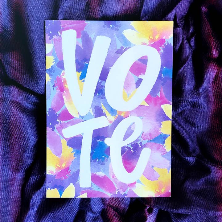 Impressão artística em aquarela, dia da eleição, impressão floral do voto, impressão artística com letras à mão, votação, eleitor por atacado de Paint It Forward