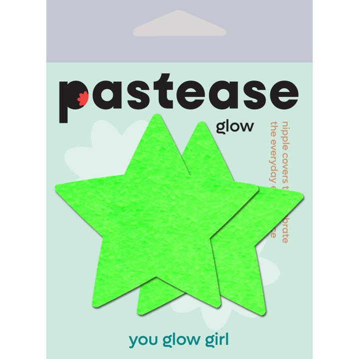 Pastease® - Wholesale Nipple Pasties - Women's - Green Glow in the Dark Star Nipple Pasties