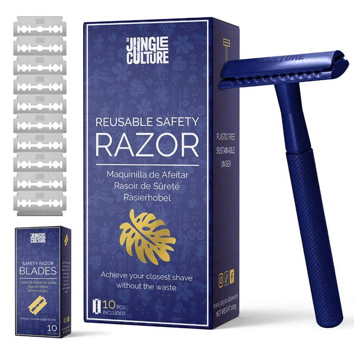 Jungle Culture – wholesale Rakhyvel – Återanvändbara rakhyvlar i metall - Inkluderar 10x rakblad