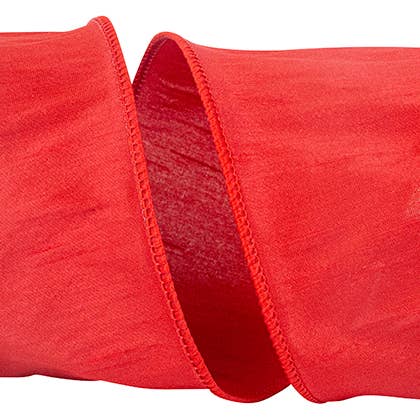Dupioni Supreme Wired Edge, rouge, 4 po, 10 mètres pour la vente par RELIANT RIBBON