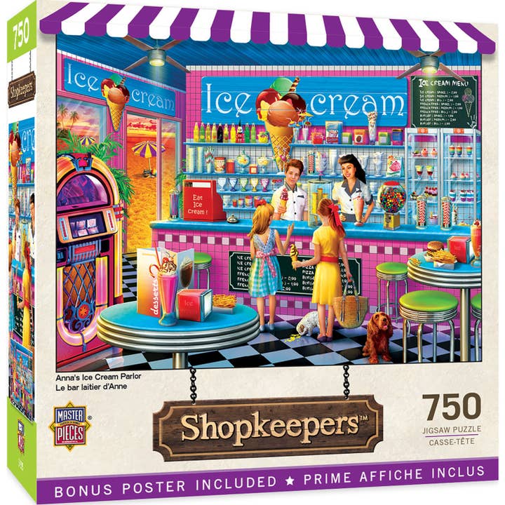 Shopkeepers - Anna's Ice Cream Parlor 750 Piece Puzzle for wholesale by Masterpieces Puzzles