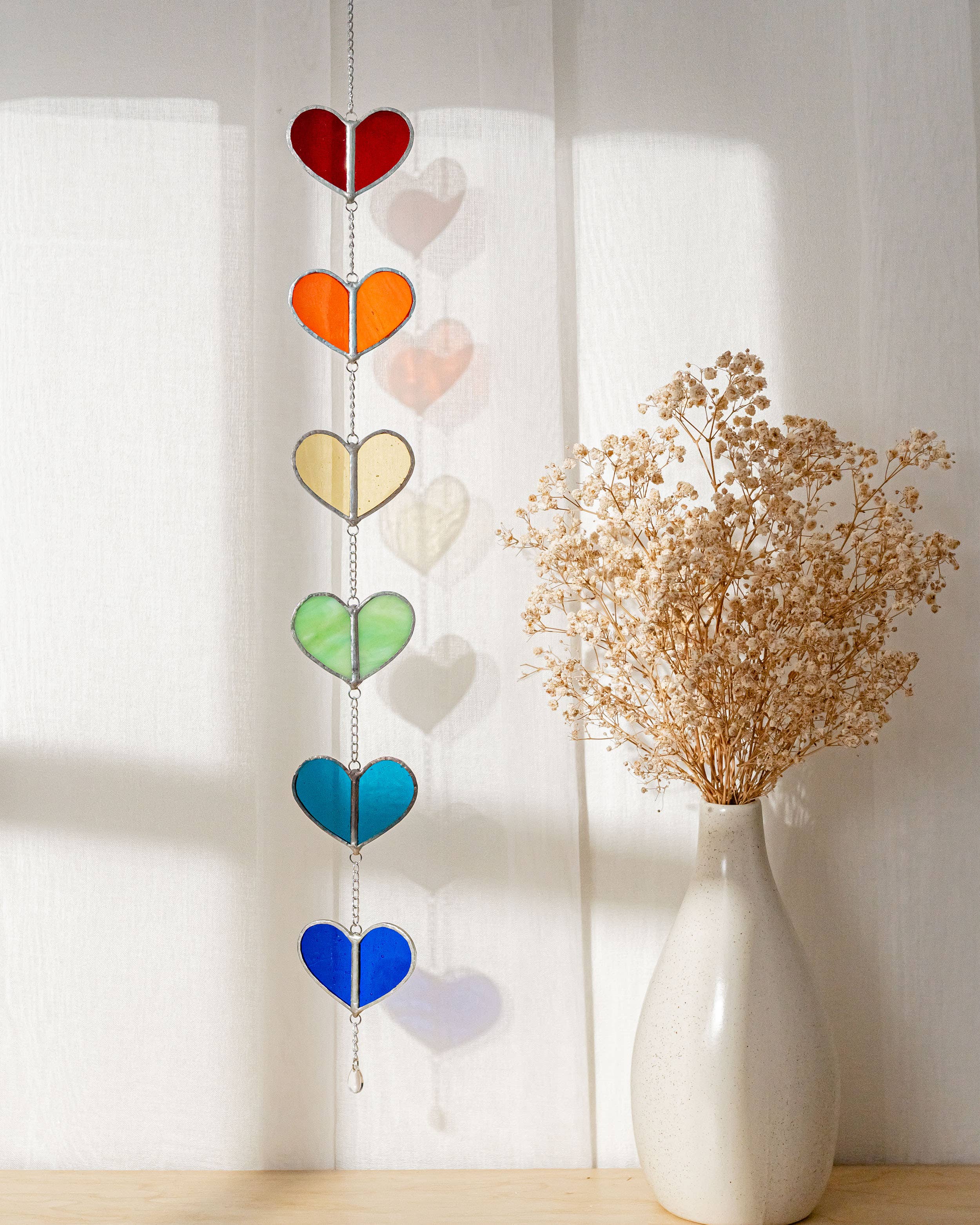 MondoBellissimo - Vendita all'ingrosso Bandierine/Ghirlande - Ghirlanda a cuore in vetro colorato F226