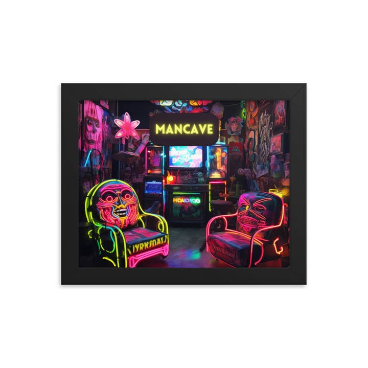 Art de chambre au néon Mancave avec cadre pour la vente par Feel.positive18