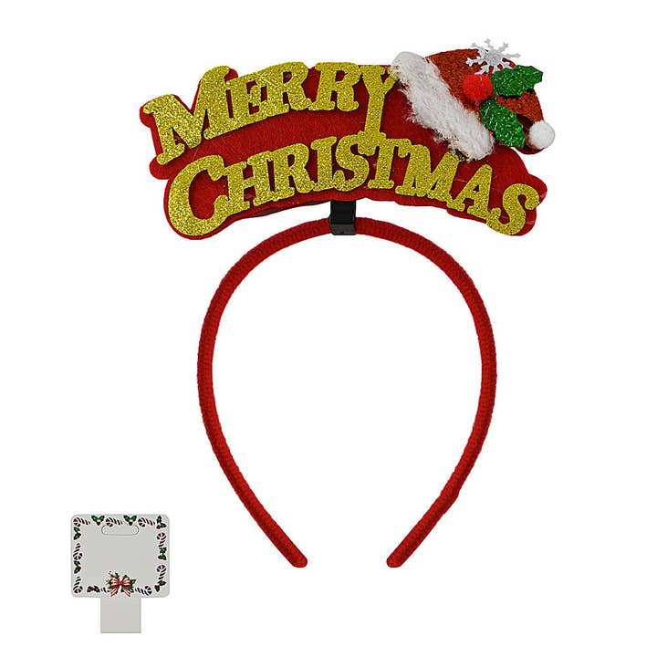 12PCS - Festive Holiday Lettering Message Headbands for wholesale by Madeline Love