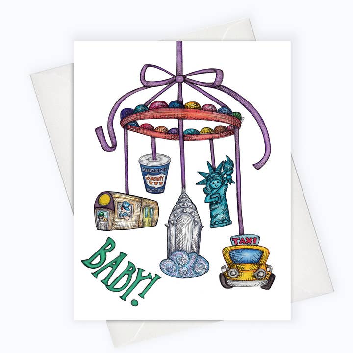 NEW YORK CITY BABY CARD | New Baby Card | Baby Shower Card for wholesale by About A Cloud Stationery & Gifts
