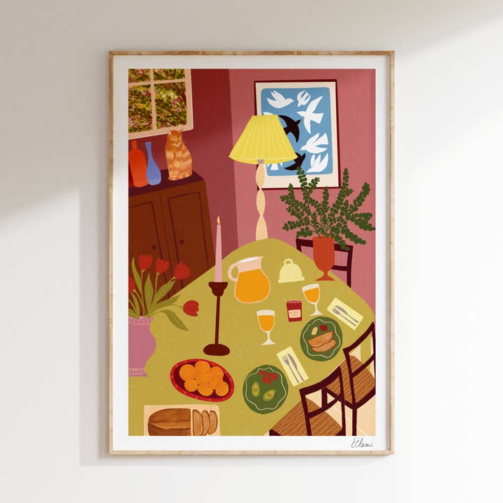 Petit Dejéuner Art Print | Foodie Wall Art for wholesale by Elsa Eleni