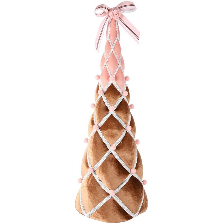 Kon med band, brun/rosa, tyg, 21x21x58cm för wholesale av Dekoratief