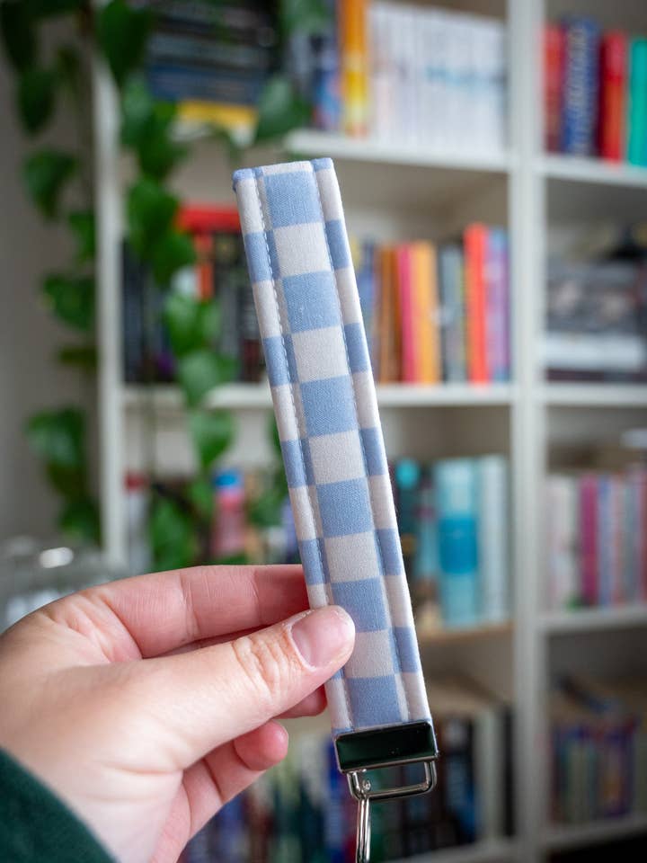 Blue Checkered Wristlet Keychain for wholesale by Created By Kelci