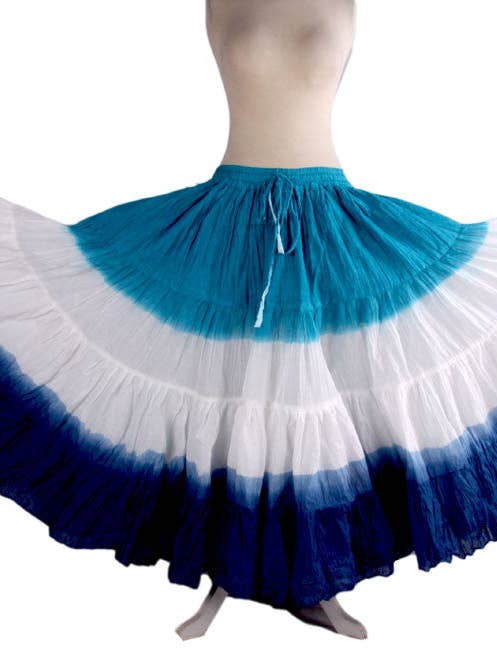 3 Tone Skirt Turqouise/white/blue for wholesale by Senoritas Tribal Designs