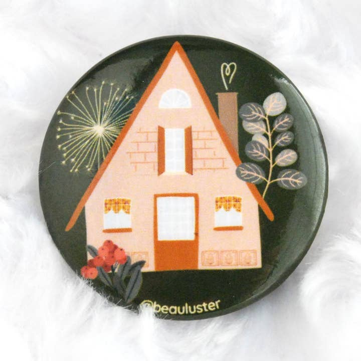 Cozy Cottage Button Pin for wholesale by Beauluster