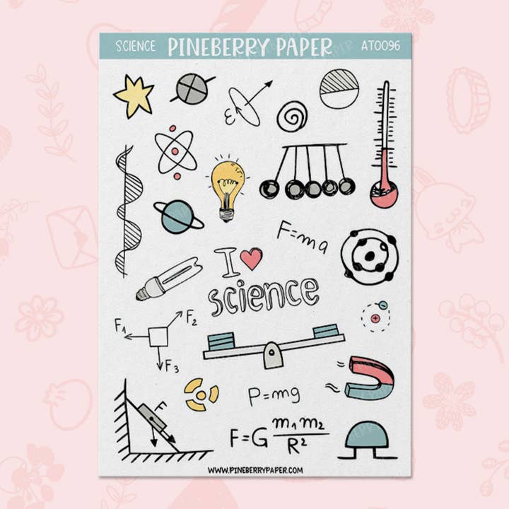 Science Sticker Sheet for wholesale by Pineberry Paper