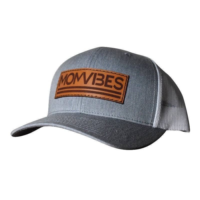 Dadbod Apparel - Wholesale Trucker Hat - Women's - MomVibes - Curved Bill Trucker Snapback (Heather/White)1