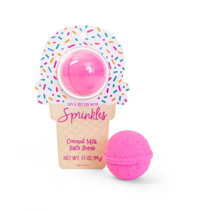 Cait + Co - Wholesale Bath Bomb/Fizz - Life is Better with Sprinkles Ice Cream Clamshell Bath Bomb
