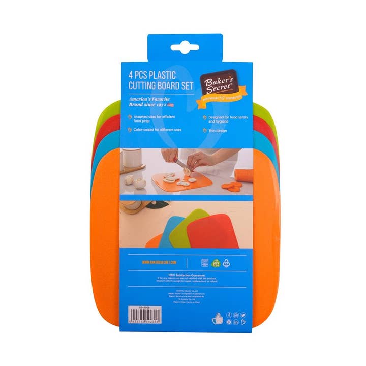 4 Pcs Plastic Multi Color Cutting Board Set size 7.9 Inch - #BS40058 for wholesale by Gourmet Edge