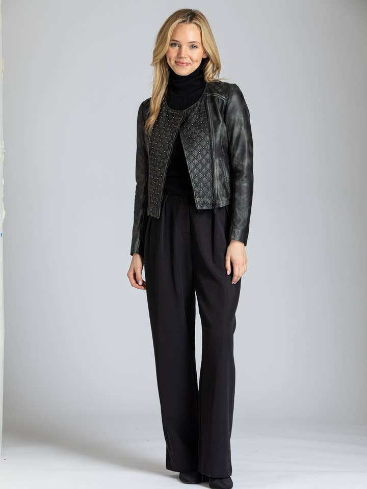 Vintage & Distressed Collrless Jacket With Quilted & Beaded for wholesale by 11Uptown