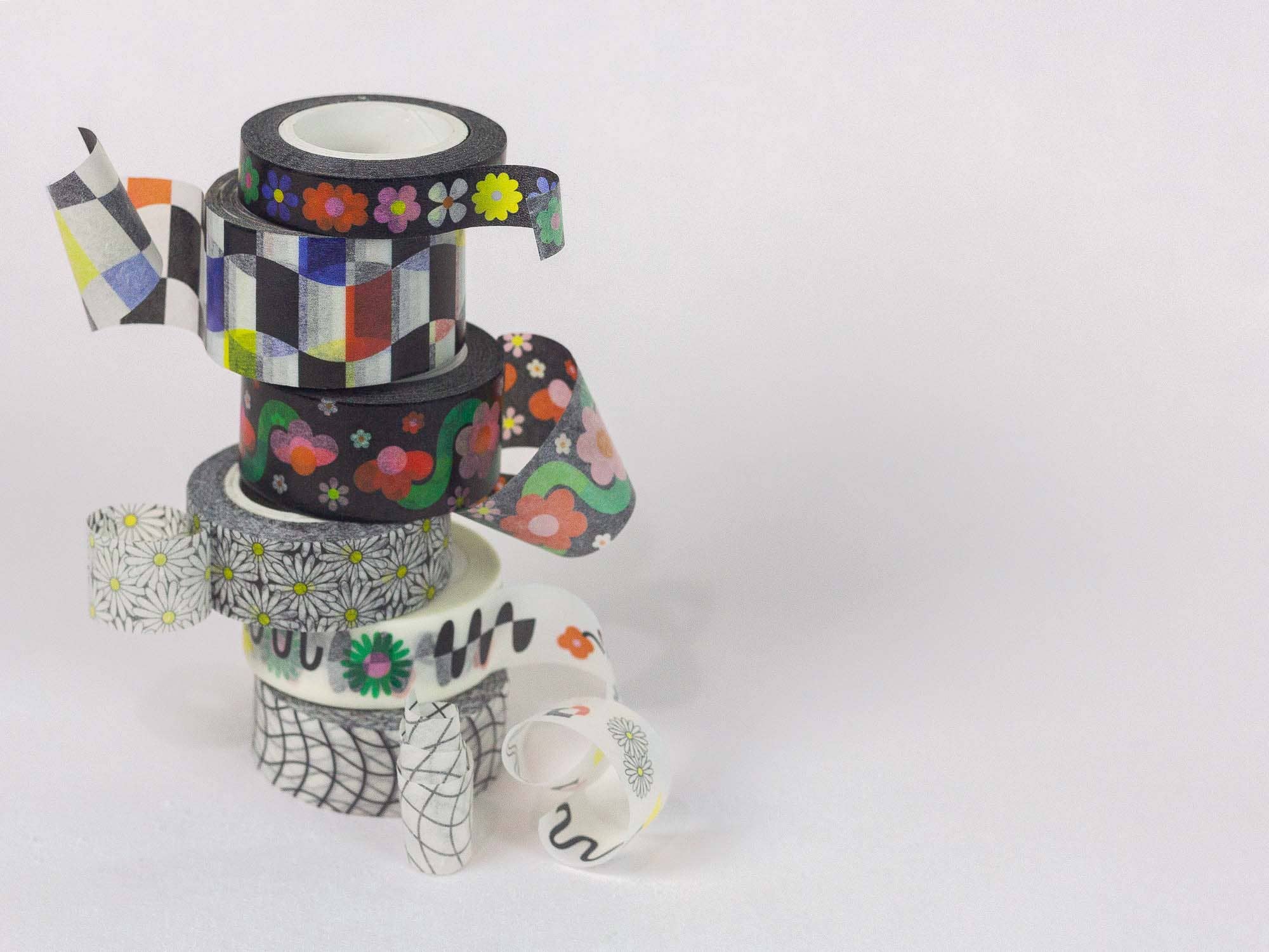 My Darlin' - Wholesale Washi Tape - Fleurty Girl Black Retro Floral Washi Tape – 20mm2