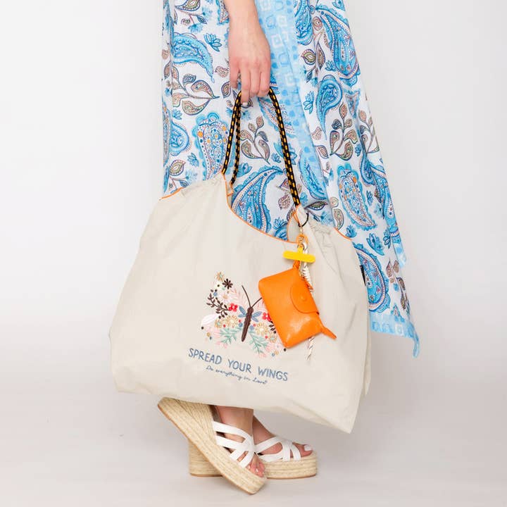 Floral Butterfly Embroidery Light Weigh Handbag for wholesale by Fashion City