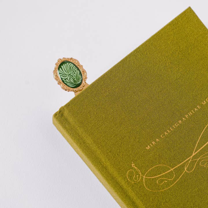 Good Juju Ink - Wholesale Bookmark - Mosaic Botanical Green Metal Clip Bookmark3