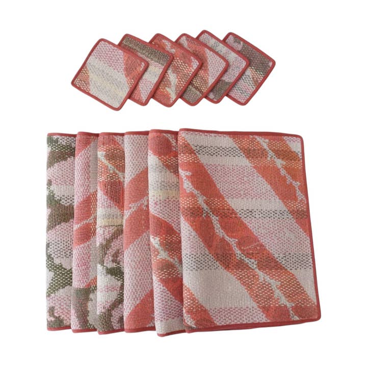 6 placemats en onderzetters van kantha nr. 3 voor wholesale door Claire Beaugrand