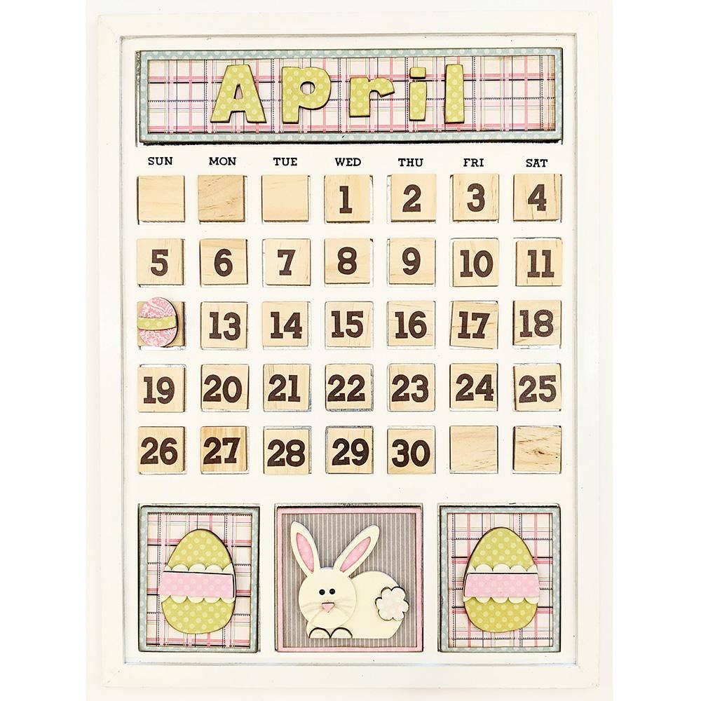 Foundations Decor – wholesale DIY craft kit – Magnetic Calendar - April -raw MDF DIY Decor1