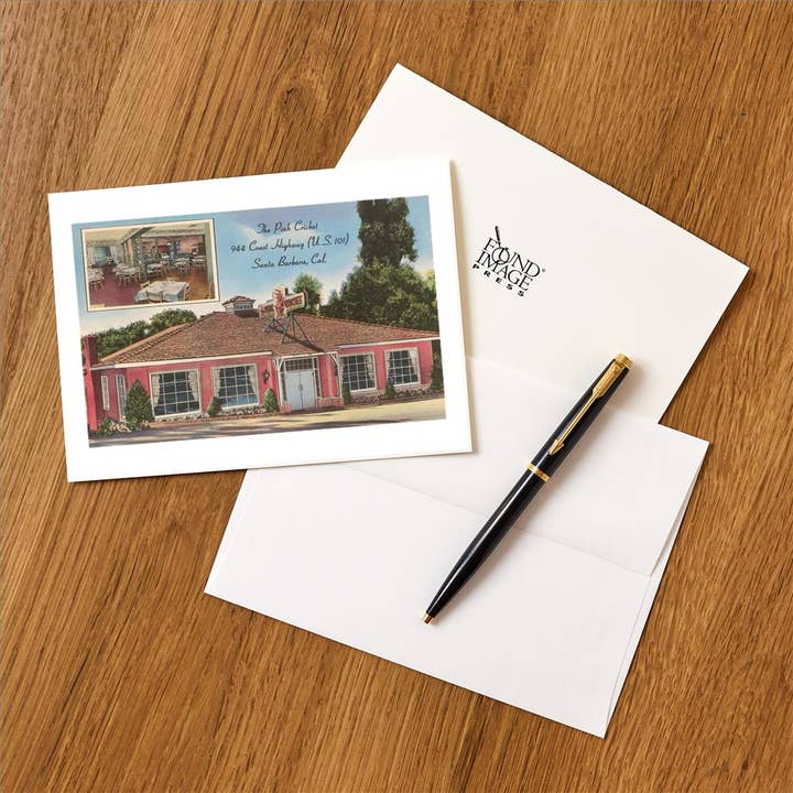 Found Image Press - Venta al por mayor Conjunto de papelería y tarjetas - Tarjeta de Felicitación SB-120 El Restaurante Grillo Rosa, Santa Barb