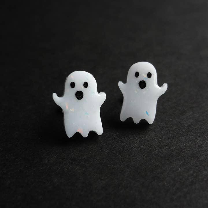Resin Iridescent Ghost Glitter Earrings for wholesale by fancypop