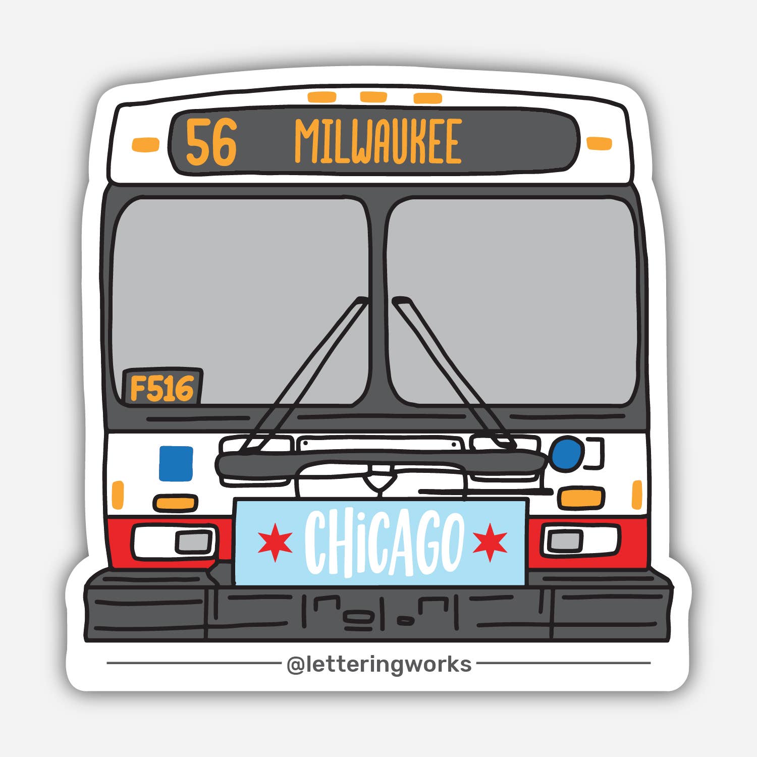 Lettering Works - Wholesale Sticker - Chicago Transit CTA Bus Vinyl Sticker - 56 Milwaukee0