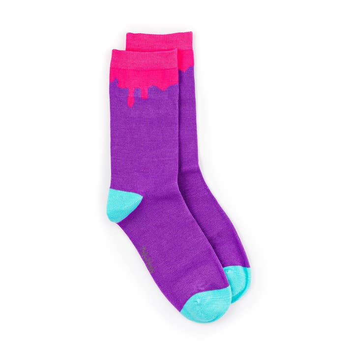 Meias de Bambu com Gota de Tinta Cor-de-Rosa (biqueira sem costura) - Adultos por atacado de Polly and Andy