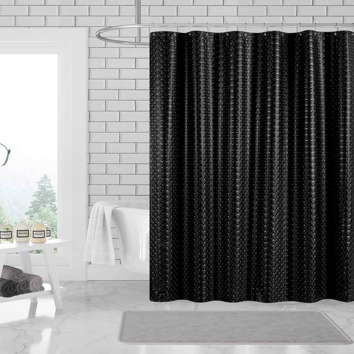 ShopBobbys – wholesale Shower curtain – 3D PEVA Sqaure Grommet Shower Liner With Magnetic Weighted Bottom, 70x72 Inches1