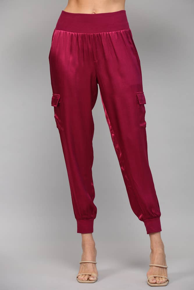 FATE - Wholesale Pants - Women's - SATIN CARGO JOGGER PANTS FP317629