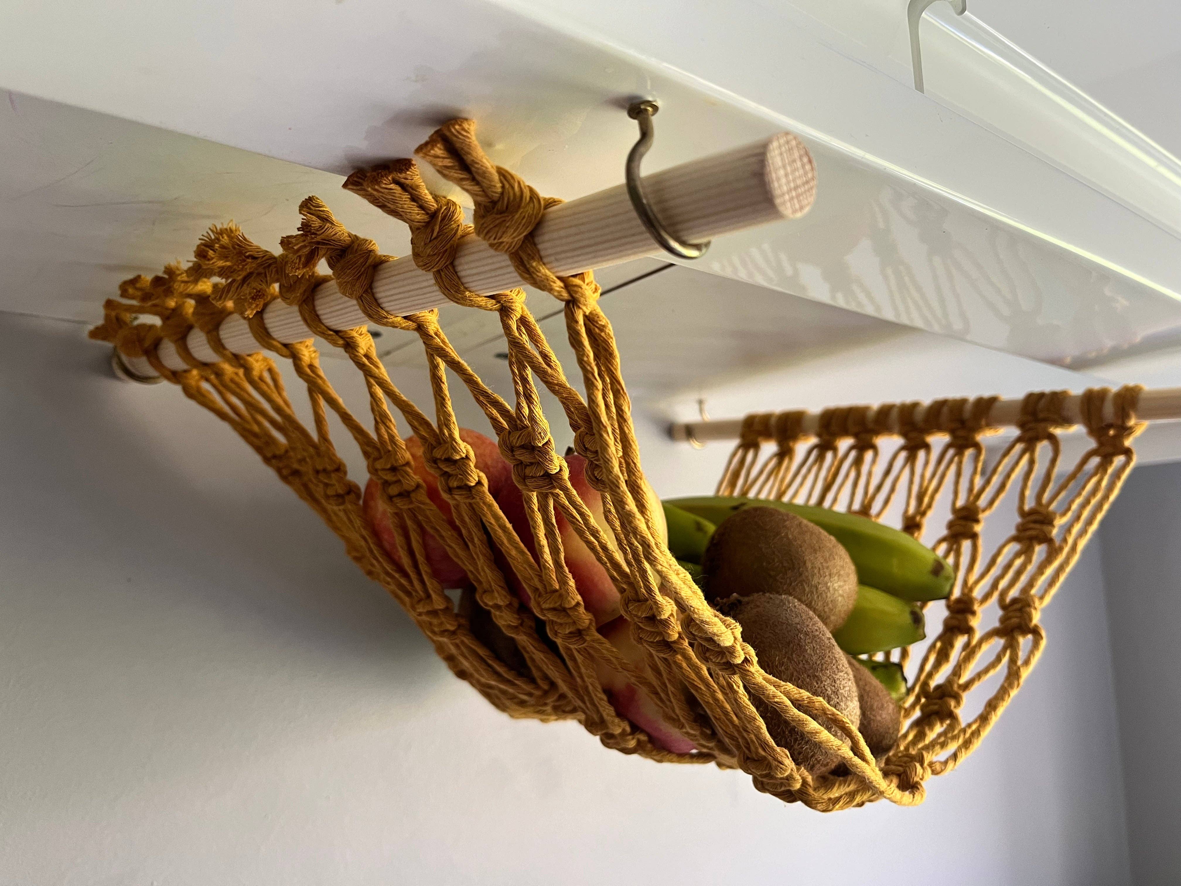 Macra-Made With Love – wholesale Kitchen storage/organiser – Macramé Fruit Hammock – Under Cabinet Hanging Storage10